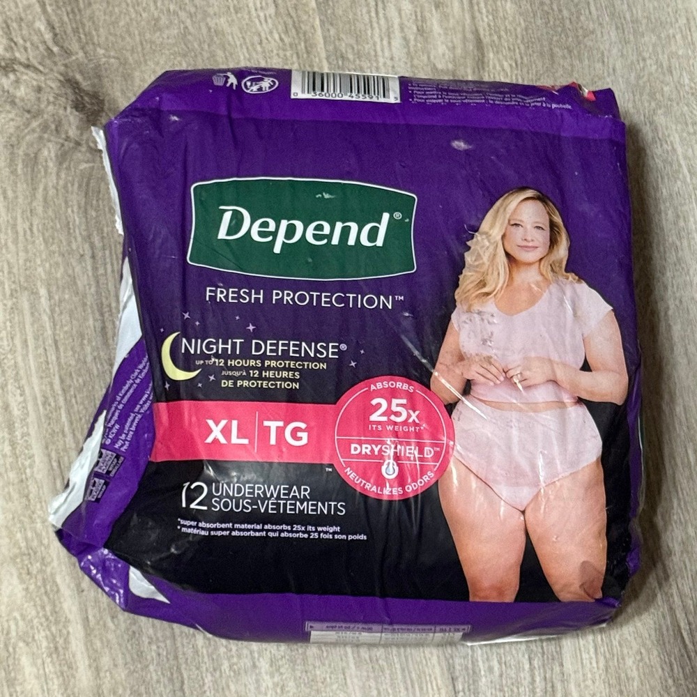 Women's depends underwear size‎ XL 12 pack Night Defense - Picture 4 of 4